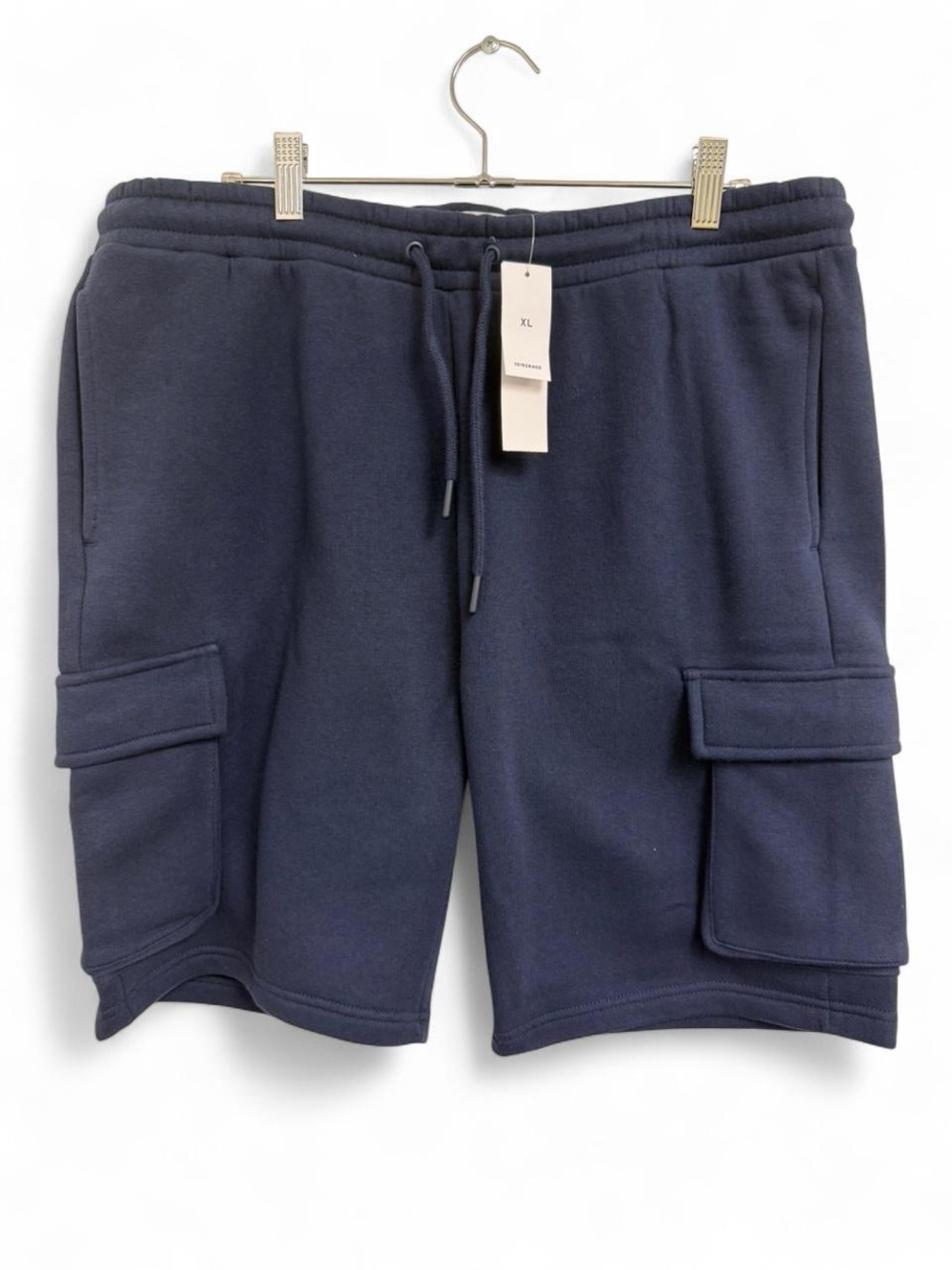 Topman- Men’s Navy blue cargo jersey shorts with pockets